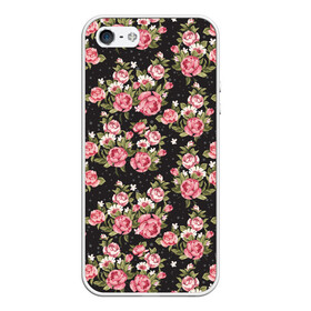 Чехол для iPhone 5/5S матовый с принтом Брендовые Цветы , Силикон | Область печати: задняя сторона чехла, без боковых панелей | gucci | гучи | гуччи | розы | цветы | черный