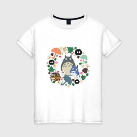 Женская футболка хлопок с принтом Totoro , 100% хлопок | прямой крой, круглый вырез горловины, длина до линии бедер, слегка спущенное плечо | forest | friend | ghibli | japan | keeper | nature | neigbor | neighbour | totoro | анимация | аниме | гибли | дерево | друг | животные | лес | любовь | милый | мир | миядзаки | мульт | мультфильм | природа | сосед | тоторо | хранитель