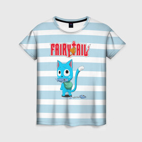 Женская футболка 3D с принтом Fairy Tail , 100% полиэфир ( синтетическое хлопкоподобное полотно) | прямой крой, круглый вырез горловины, длина до линии бедер | anime | cat | fairy tail | happy | аниме | животные | кот | сёнэн | хвост феи | хэппи
