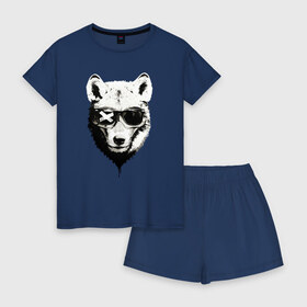 Женская пижама с шортиками хлопок с принтом wolf with glasses , 100% хлопок | футболка прямого кроя, шорты свободные с широкой мягкой резинкой | wolf | волк | волк в очках | голова | животное | животное в очках | зверь. | мода | модное | очки | пес | собака | хипстер
