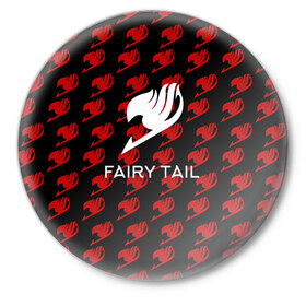 Значок с принтом Fairy Tail ,  металл | круглая форма, металлическая застежка в виде булавки | anime | fairy tail | аниме | сёнэн | хвост феи