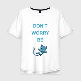 Мужская футболка хлопок Oversize с принтом Happy , 100% хлопок | свободный крой, круглый ворот, “спинка” длиннее передней части | anime | cat | don