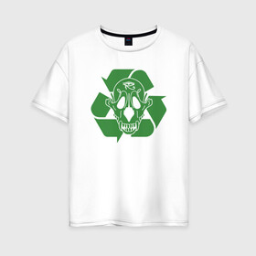 Женская футболка хлопок Oversize с принтом Экология , 100% хлопок | свободный крой, круглый ворот, спущенный рукав, длина до линии бедер
 | pharaoh | глеб голубин | фара | фараон | фараох