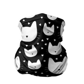 Бандана-труба 3D с принтом Love Cats Pattern , 100% полиэстер, ткань с особыми свойствами — Activecool | плотность 150‒180 г/м2; хорошо тянется, но сохраняет форму | белый | кот | котенок | котэ | котя | котята | кошка | любовь | мимими | паттерн | сердечки | сердце | силуэт | черный | я люблю кошек