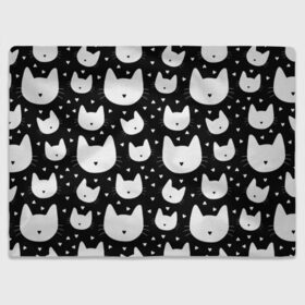 Плед 3D с принтом Love Cats Pattern , 100% полиэстер | закругленные углы, все края обработаны. Ткань не мнется и не растягивается | Тематика изображения на принте: белый | кот | котенок | котэ | котя | котята | кошка | любовь | мимими | паттерн | сердечки | сердце | силуэт | черный | я люблю кошек