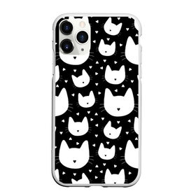 Чехол для iPhone 11 Pro матовый с принтом Love Cats Pattern , Силикон |  | Тематика изображения на принте: белый | кот | котенок | котэ | котя | котята | кошка | любовь | мимими | паттерн | сердечки | сердце | силуэт | черный | я люблю кошек