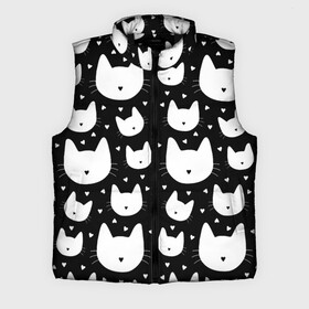 Мужской жилет утепленный 3D с принтом Love Cats Pattern ,  |  | белый | кот | котенок | котэ | котя | котята | кошка | любовь | мимими | паттерн | сердечки | сердце | силуэт | черный | я люблю кошек