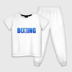 Детская пижама хлопок с принтом Boxing blue ring , 100% хлопок |  брюки и футболка прямого кроя, без карманов, на брюках мягкая резинка на поясе и по низу штанин
 | boxing | бокс | спорт