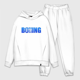 Мужской костюм хлопок OVERSIZE с принтом Boxing blue ring ,  |  | Тематика изображения на принте: boxing | бокс | спорт