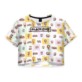 Женская футболка 3D укороченная с принтом BlackPink , 100% полиэстер | круглая горловина, длина футболки до линии талии, рукава с отворотами | blackpink | k pop | music | блэк пинк | дженни | джису | лис | музыка | розэ