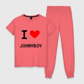 Женская пижама хлопок с принтом Johnyboy 8 , 100% хлопок | брюки и футболка прямого кроя, без карманов, на брюках мягкая резинка на поясе и по низу штанин | johnyboy | денис василенко | джонибой