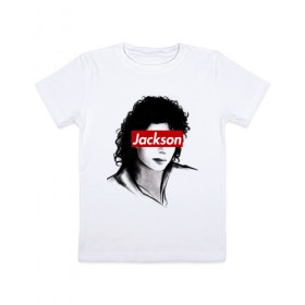 Детская футболка хлопок с принтом Michael Jackson , 100% хлопок | круглый вырез горловины, полуприлегающий силуэт, длина до линии бедер | Тематика изображения на принте: jackson | michael | джексон | майкл