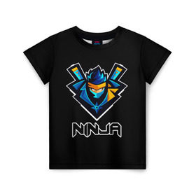 Детская футболка 3D с принтом Ninja Fortnite , 100% гипоаллергенный полиэфир | прямой крой, круглый вырез горловины, длина до линии бедер, чуть спущенное плечо, ткань немного тянется | battle | fortnite | ninja | royale | twitch | битва | кефир | королевская | лама | ниндзя | победа | стример | твитч | твич | форт | фортнайт | форточка