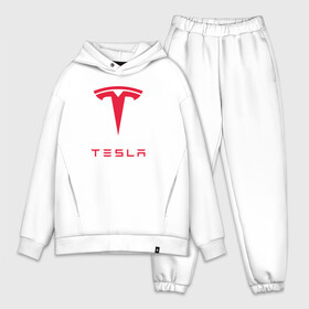 Мужской костюм хлопок OVERSIZE с принтом TESLA | ТЕСЛА ,  |  | brand | car | elon mask | tesla | авто | бренд | илон | илон маск | маск | машина | тесла | электрокар