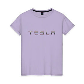 Женская футболка хлопок с принтом TESLA , 100% хлопок | прямой крой, круглый вырез горловины, длина до линии бедер, слегка спущенное плечо | brand | car | elon mask | tesla | авто | бренд | илон | илон маск | маск | машина | тесла | электрокар