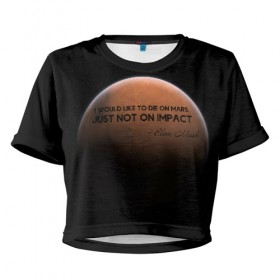 Женская футболка 3D укороченная с принтом Elon Reeve Musk , 100% полиэстер | круглая горловина, длина футболки до линии талии, рукава с отворотами | 