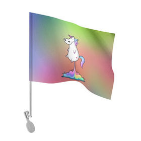 Флаг для автомобиля с принтом Единорог на Старте , 100% полиэстер | Размер: 30*21 см | corn | horse | magic | rainbow | unicorn | unicorns | волшебство | единорог | единороги | животное | лошадка | лошадь | магия | пони | радуга | рог | рога | сказка