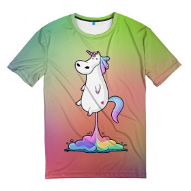 Мужская футболка 3D с принтом Единорог на Старте , 100% полиэфир | прямой крой, круглый вырез горловины, длина до линии бедер | corn | horse | magic | rainbow | unicorn | unicorns | волшебство | единорог | единороги | животное | лошадка | лошадь | магия | пони | радуга | рог | рога | сказка