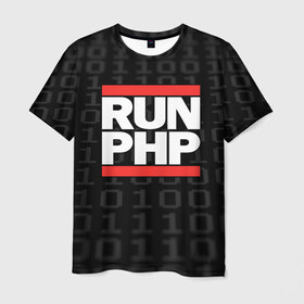 Мужская футболка 3D с принтом Run PHP , 100% полиэфир | прямой крой, круглый вырез горловины, длина до линии бедер | admin | administrator | calm | code | coder | coding | dmc | engineer | job | keep | php | programmer | run | администратор | айти | инженер | код | кодинг | программа | программист | профессия | сисадмин