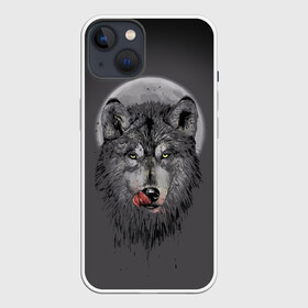 Чехол для iPhone 13 с принтом Волк Облизывается ,  |  | forest | grey | moon | werewolf | werewolfs | white | wolf | wolfs | белый | волк | волки | волчата | волченок | волчица | волчицы | лес | луна | оборотень | оборотни | серый | язык