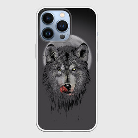 Чехол для iPhone 13 Pro с принтом Волк Облизывается ,  |  | Тематика изображения на принте: forest | grey | moon | werewolf | werewolfs | white | wolf | wolfs | белый | волк | волки | волчата | волченок | волчица | волчицы | лес | луна | оборотень | оборотни | серый | язык