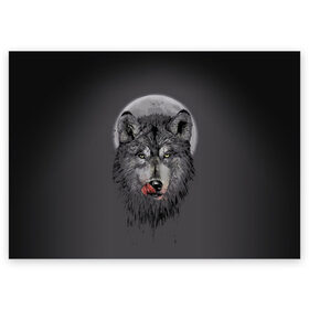 Поздравительная открытка с принтом Волк Облизывается , 100% бумага | плотность бумаги 280 г/м2, матовая, на обратной стороне линовка и место для марки
 | forest | grey | moon | werewolf | werewolfs | white | wolf | wolfs | белый | волк | волки | волчата | волченок | волчица | волчицы | лес | луна | оборотень | оборотни | серый | язык
