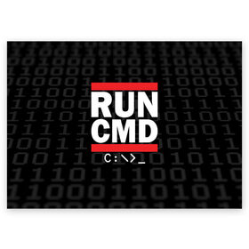 Поздравительная открытка с принтом RUN CMD , 100% бумага | плотность бумаги 280 г/м2, матовая, на обратной стороне линовка и место для марки
 | admin | administrator | calm | cmd | code | coder | coding | dmc | engineer | job | keep | programmer | run | администратор | айти | инженер | код | кодинг | программа | программист | профессия | сисадмин