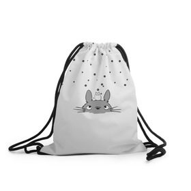 Рюкзак-мешок 3D с принтом Totoro The Rain , 100% полиэстер | плотность ткани — 200 г/м2, размер — 35 х 45 см; лямки — толстые шнурки, застежка на шнуровке, без карманов и подкладки | аниме | дождь | тоторо
