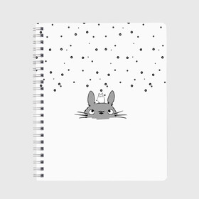 Тетрадь с принтом Totoro The Rain , 100% бумага | 48 листов, плотность листов — 60 г/м2, плотность картонной обложки — 250 г/м2. Листы скреплены сбоку удобной пружинной спиралью. Уголки страниц и обложки скругленные. Цвет линий — светло-серый
 | аниме | дождь | тоторо