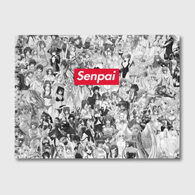 Альбом для рисования с принтом SENPAI , 100% бумага
 | матовая бумага, плотность 200 мг. | ahegao | anime | face | girl | girls | sempai | senpai | аниме | ахегао | белые | девушки | коллаж | семпай | сенпай | тян | тянка | тянки | тяночки | фейс | чб | черное