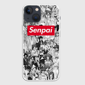 Чехол для iPhone 13 mini с принтом SENPAI ,  |  | ahegao | anime | face | girl | girls | sempai | senpai | аниме | ахегао | белые | девушки | коллаж | семпай | сенпай | тян | тянка | тянки | тяночки | фейс | чб | черное