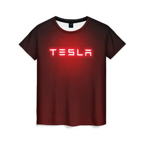 Женская футболка 3D с принтом TESLA , 100% полиэфир ( синтетическое хлопкоподобное полотно) | прямой крой, круглый вырез горловины, длина до линии бедер | brand | car | elon mask | tesla | авто | бренд | илон | илон маск | маск | машина | тесла | электрокар