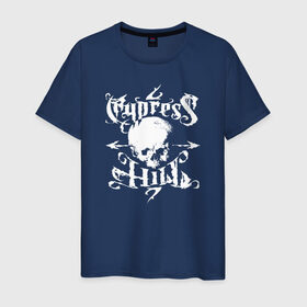 Мужская футболка хлопок с принтом Cypress Hill , 100% хлопок | прямой крой, круглый вырез горловины, длина до линии бедер, слегка спущенное плечо. | Тематика изображения на принте: cypress hill | hip hop | music | rap | музыка | рэп | хип хоп | череп