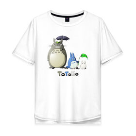 Мужская футболка хлопок Oversize с принтом Totoro , 100% хлопок | свободный крой, круглый ворот, “спинка” длиннее передней части | anime | totoro | анимэ | тоторо | черные чернушки