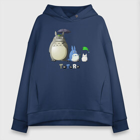 Женское худи Oversize хлопок с принтом Totoro , френч-терри — 70% хлопок, 30% полиэстер. Мягкий теплый начес внутри —100% хлопок | боковые карманы, эластичные манжеты и нижняя кромка, капюшон на магнитной кнопке | anime | totoro | анимэ | тоторо | черные чернушки