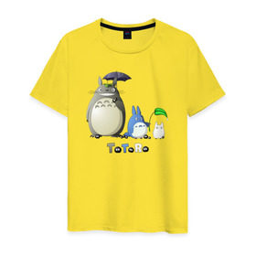 Мужская футболка хлопок с принтом Totoro , 100% хлопок | прямой крой, круглый вырез горловины, длина до линии бедер, слегка спущенное плечо. | Тематика изображения на принте: anime | totoro | анимэ | тоторо | черные чернушки