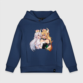 Детское худи Oversize хлопок с принтом Bowsette and Booette , френч-терри — 70% хлопок, 30% полиэстер. Мягкий теплый начес внутри —100% хлопок | боковые карманы, эластичные манжеты и нижняя кромка, капюшон на магнитной кнопке | booette | bowser | bowsette | bros | luigi | mario | nintendo | super | боузер | боузетта | купа | луиджи | марио | супер