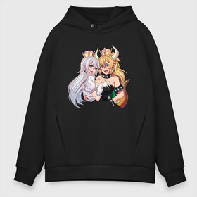 Мужское худи Oversize хлопок с принтом Bowsette and Booette , френч-терри — 70% хлопок, 30% полиэстер. Мягкий теплый начес внутри —100% хлопок | боковые карманы, эластичные манжеты и нижняя кромка, капюшон на магнитной кнопке | booette | bowser | bowsette | bros | luigi | mario | nintendo | super | боузер | боузетта | купа | луиджи | марио | супер