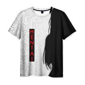 Мужская футболка 3D с принтом HENTAI , 100% полиэфир | прямой крой, круглый вырез горловины, длина до линии бедер | ahegao | kawai | kowai | oppai | otaku | senpai | sugoi | waifu | yandere | ахегао | ковай | отаку | сенпай | яндере