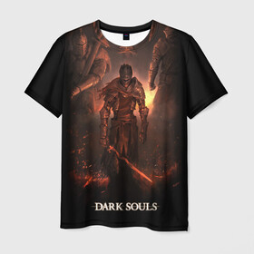 Мужская футболка 3D с принтом Dark Souls , 100% полиэфир | прямой крой, круглый вырез горловины, длина до линии бедер | 3 | dark | darksouls | praise | soul | souls | the sun | дарк | души | мертвец | рыцарь | соул | соулс | тёмные