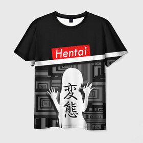 Мужская футболка 3D с принтом Hentai , 100% полиэфир | прямой крой, круглый вырез горловины, длина до линии бедер | Тематика изображения на принте: ahegao | kawai | kowai | oppai | otaku | senpai | sugoi | waifu | yandere | ахегао | ковай | отаку | сенпай | яндере