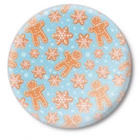 Значок с принтом Xmas cookies ,  металл | круглая форма, металлическая застежка в виде булавки | Тематика изображения на принте: 