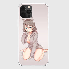 Чехол для iPhone 12 Pro Max с принтом Аниме котёнок , Силикон |  | ahegao | senpai | аниме | бельё | девушка | кошка | постель | розовый | сэмпай | чулки