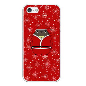 Чехол для iPhone 5/5S матовый с принтом Totoro Новогодний , Силикон | Область печати: задняя сторона чехла, без боковых панелей | 2019 | аниме | зима | красный | новый год | рождество | снежинки | тоторо