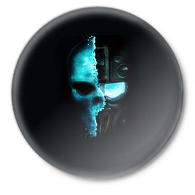 Значок с принтом Tom Clancy’s Ghost Recon ,  металл | круглая форма, металлическая застежка в виде булавки | wildlands | маска | призраки | череп | шлем | шутер