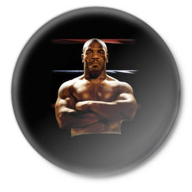 Значок с принтом Майк Тайсон ,  металл | круглая форма, металлическая застежка в виде булавки | бокс | боксер | знаменитости | спорт | стиль | тайсон | тренд