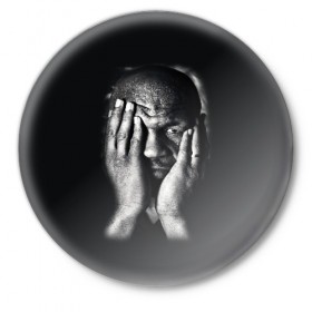 Значок с принтом Майк Тайсон ,  металл | круглая форма, металлическая застежка в виде булавки | Тематика изображения на принте: бокс | боксер | знаменитости | спорт | стиль | тайсон | тренд