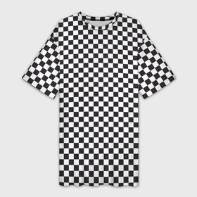 Платье-футболка 3D с принтом Checkerboard ,  |  | белая | бойчик | вдудь | дудь | иванов | клетка. ячейка | кубики | орнамент | френдзона | чача | чёрная | шахматная. доска | шашечки