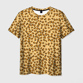 Мужская футболка 3D с принтом Окрас леопарда , 100% полиэфир | прямой крой, круглый вырез горловины, длина до линии бедер | Тематика изображения на принте: 