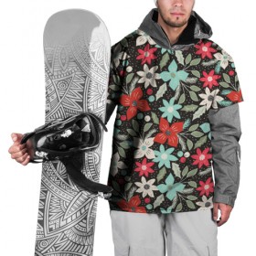 Накидка на куртку 3D с принтом New Year flowers , 100% полиэстер |  | new year | snow | ёлка | зима | каникулы | новогодний паттерн | новый год | праздник | рождество | снег | снежинки